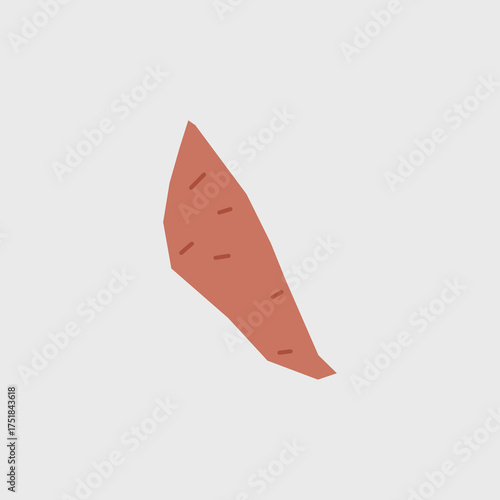 Fresh sweet potato illustration. Simple icon of root vegetable for farmers market advertising. Vector symbol of harvested salad vegetables in minimal flat style.