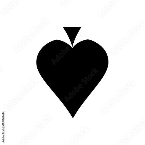 Illustration of a black spade suit on transparent background silhouette