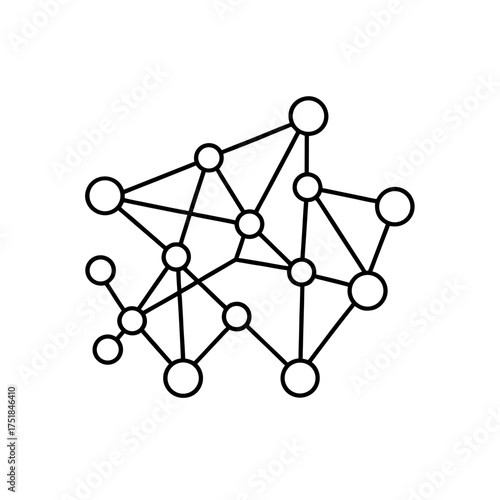 Network of connected circles lines on transparent background