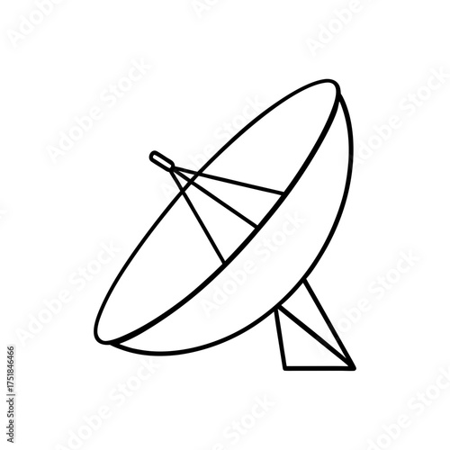 Outline drawing of satellite dish on transparent background