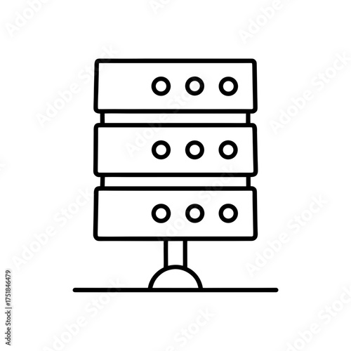 Outline of a three tier server rack on transparent background