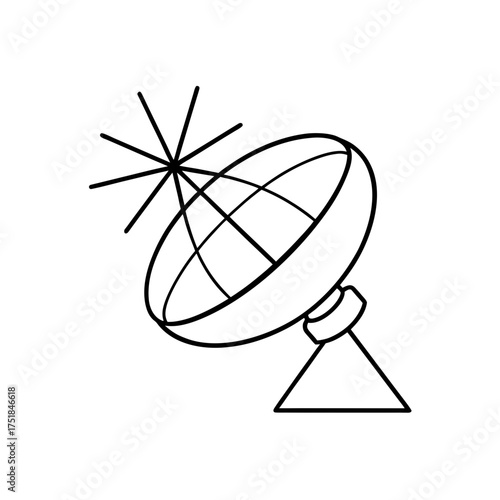 Outline drawing of satellite dish on transparent background