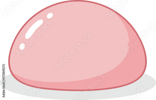 A pink dome-shaped object with a reflective surface and subtle shadow.