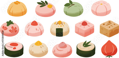 set of japanese cake bapao