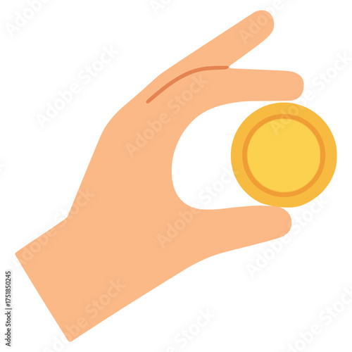 hand holding coin minimalism style flat color vector illustration template design