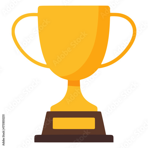 gold trophy championship winner competition flat color vector illustration template design