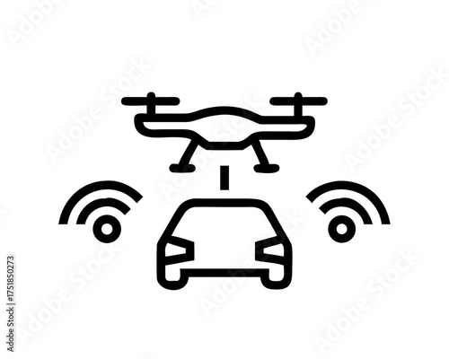 Autonomous car with drone, showcasing technology