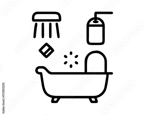 Bathtub with shower and soap dispenser