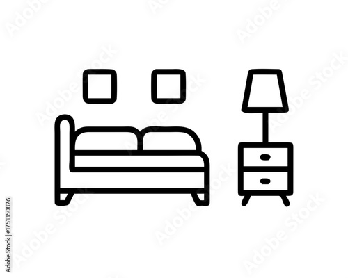 Living room interior design with sofa, lamp, and pictures