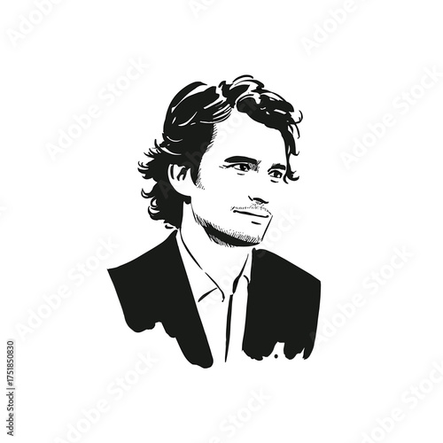 President. President simple black and white line art vector logo