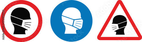 Set of Three Face Mask Safety Signs symbol