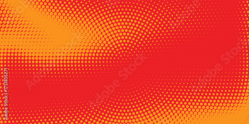 Dots halftone orange color pattern gradient texture with technology digital background. Dots pop art comics with summer background.