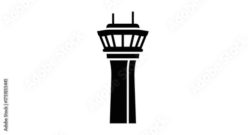 Black Silhouette of an Airport Control Tower.