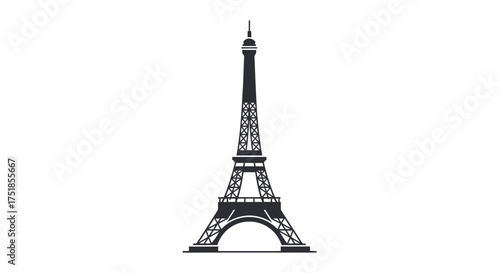 Iconic Eiffel Tower Silhouette Parisian Landmark Structure.