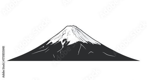 Iconic Mount Fuji illustration with snow-capped peak.