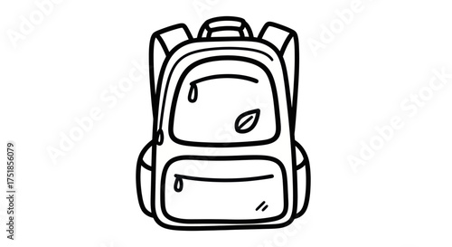 Simple Line Art Backpack Illustration for School or Travel.