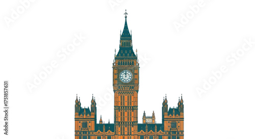Iconic Big Ben Clock Tower a Landmark of London Architecture.