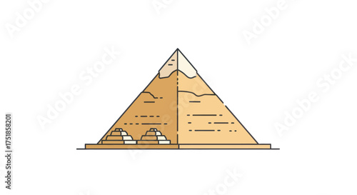 Illustrated Egyptian Pyramid with Smaller Pyramids.