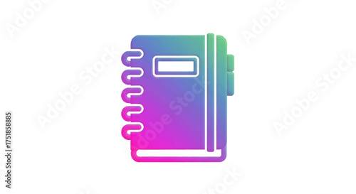 Colorful Spiral-Bound Notebook Icon with Gradient Design.
