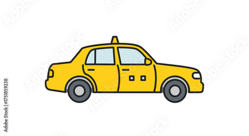 Classic Yellow Sedan Taxi Cab with Rooftop Light.