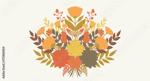 Floral arrangement illustration in an abstract style. The design is perfect for decorative elements, textile prints, and invitations