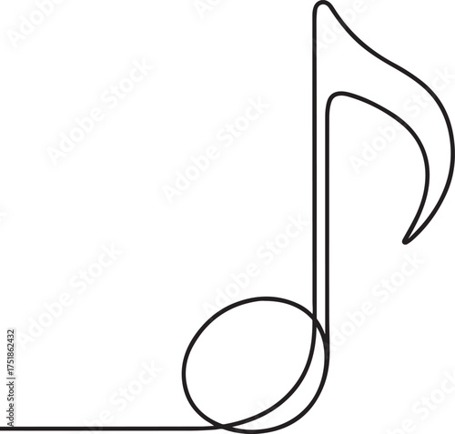 Music notes icon one line drawing minimalist outline vector illustration