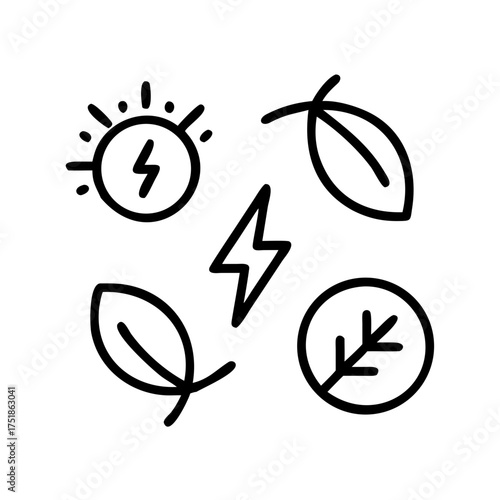 Green energy and nature icon set for ecofriendly concept