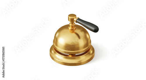 Classic Brass Service Bell with Black Handle.
