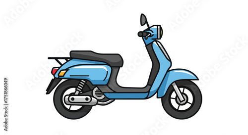 A sleek light blue modern scooter with black accents and a rear rack.