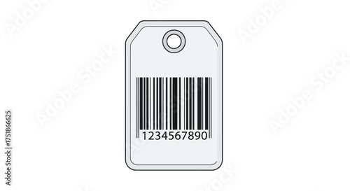 White rectangular tag with a black barcode and numbers.