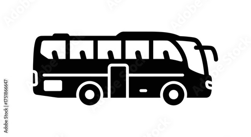 Black silhouette icon of a modern passenger bus.