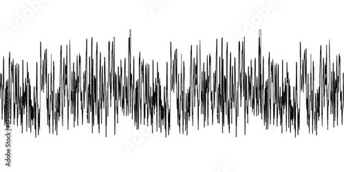 A black and white image featuring a dense, vertical, and erratic pattern.