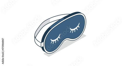 Blue Sleep Mask with Closed Eyelash Design.
