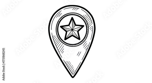 Free Download Hand-Drawn Star-Shaped Location Pin Icon. - GFXLoad