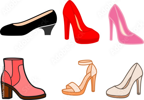 Fashion footwear clip art vector.