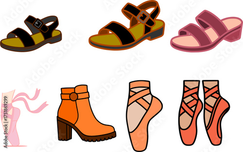 Fashion footwear clip art vector.