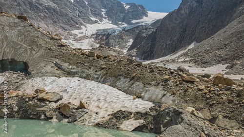 Timelapse, view of melting glacier in the Swiss Alps. Stein Glacier, Steingletscher, Urner Alps, Susten Pass, Canton of Berne, Switzerland.