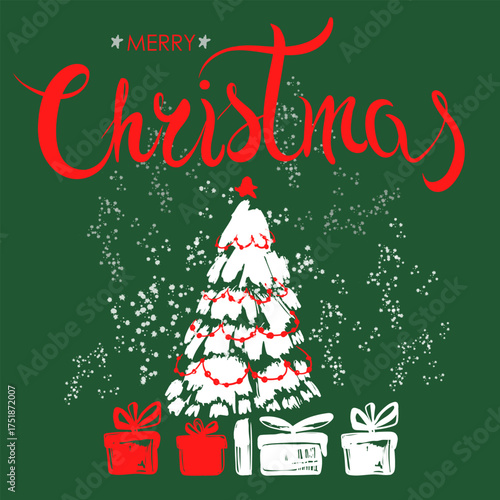 Merry Christmas greeting cards templates. Vector holiday background for card, party, invitation banner, social media, marketing.