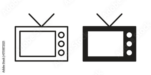 Television icon. Monochrome simple icons for templates, web design