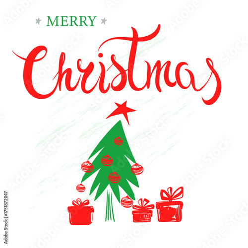 Merry Christmas greeting cards templates. Vector holiday background for card, party, invitation banner, social media, marketing.