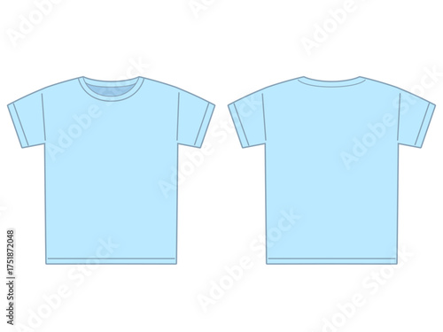 裏と表の水色の無地のTシャツのイラスト