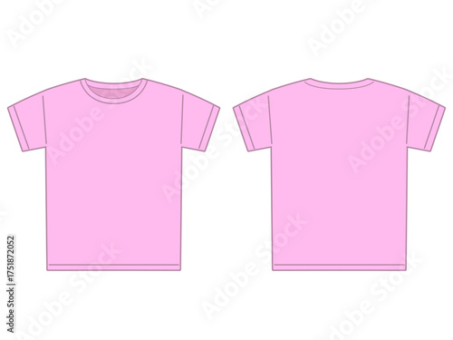 裏と表のピンク色の無地のTシャツのイラスト