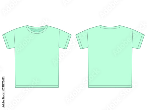 裏と表の黄緑色の無地のTシャツのイラスト