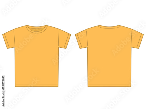 裏と表のオレンジ色の無地のTシャツのイラスト