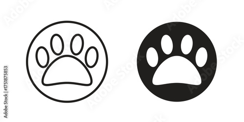 Paw icon. Monochrome simple icons for templates, web design