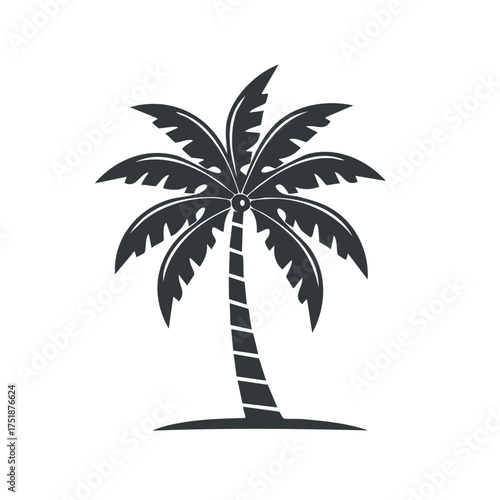 Classic tropical palm tree icon representing summer beach vacation and paradise