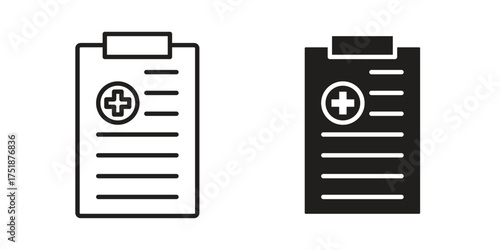 Medical report icon. Monochrome simple icons for templates, web design