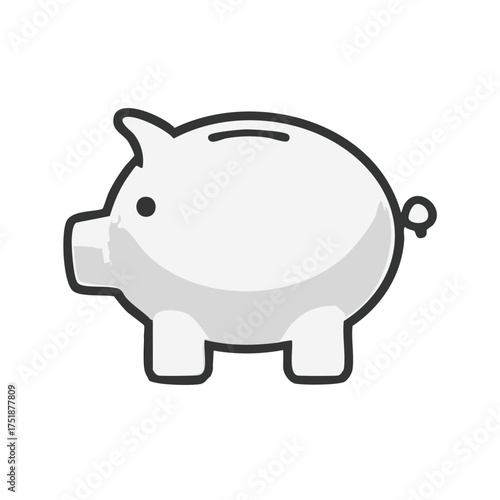Simple Illustration of Piggy Bank Icon with Coins Slot for Saving Money and Financial Concept