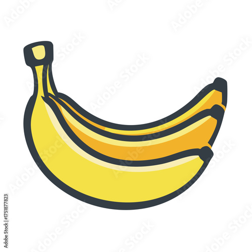 Three bananas bunch illustration in cartoon style over white