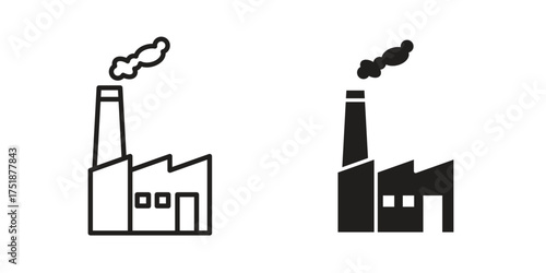 Industrial factory icon. Monochrome simple icons for templates, web design